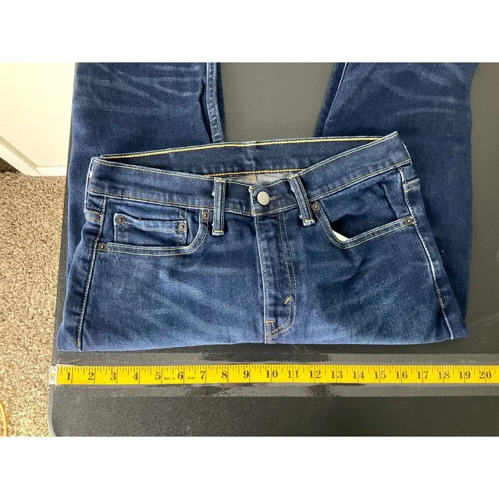 Levis‎ Jeans Mens 31x29 Blue Slim Straight Dark Wash Mid Rise Stretch Denim